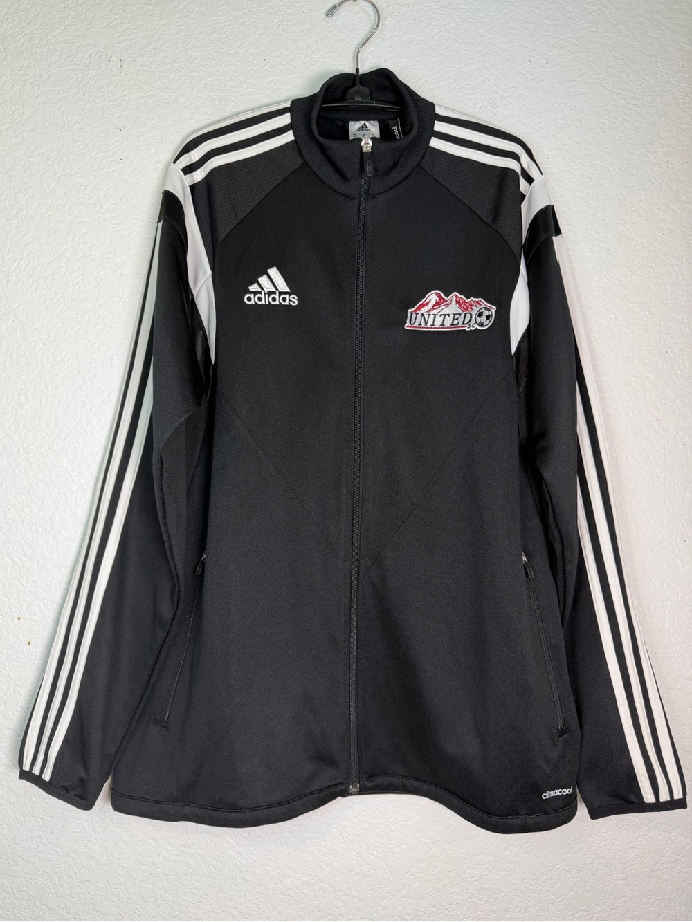 Adidas‎ United Black Track Jacket with White Stripes, Size M